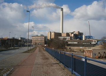 Heizkraftwerk (errichtet 1977als Kohle-Kraftwerk, 2005 auf Gas umgestellt) am Hafen Münster, 2005