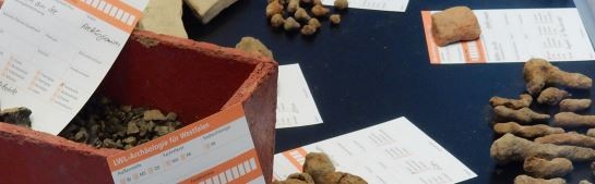 Funde und Fundzettel ausgestellt im LWL-Römermuseum Haltern am See