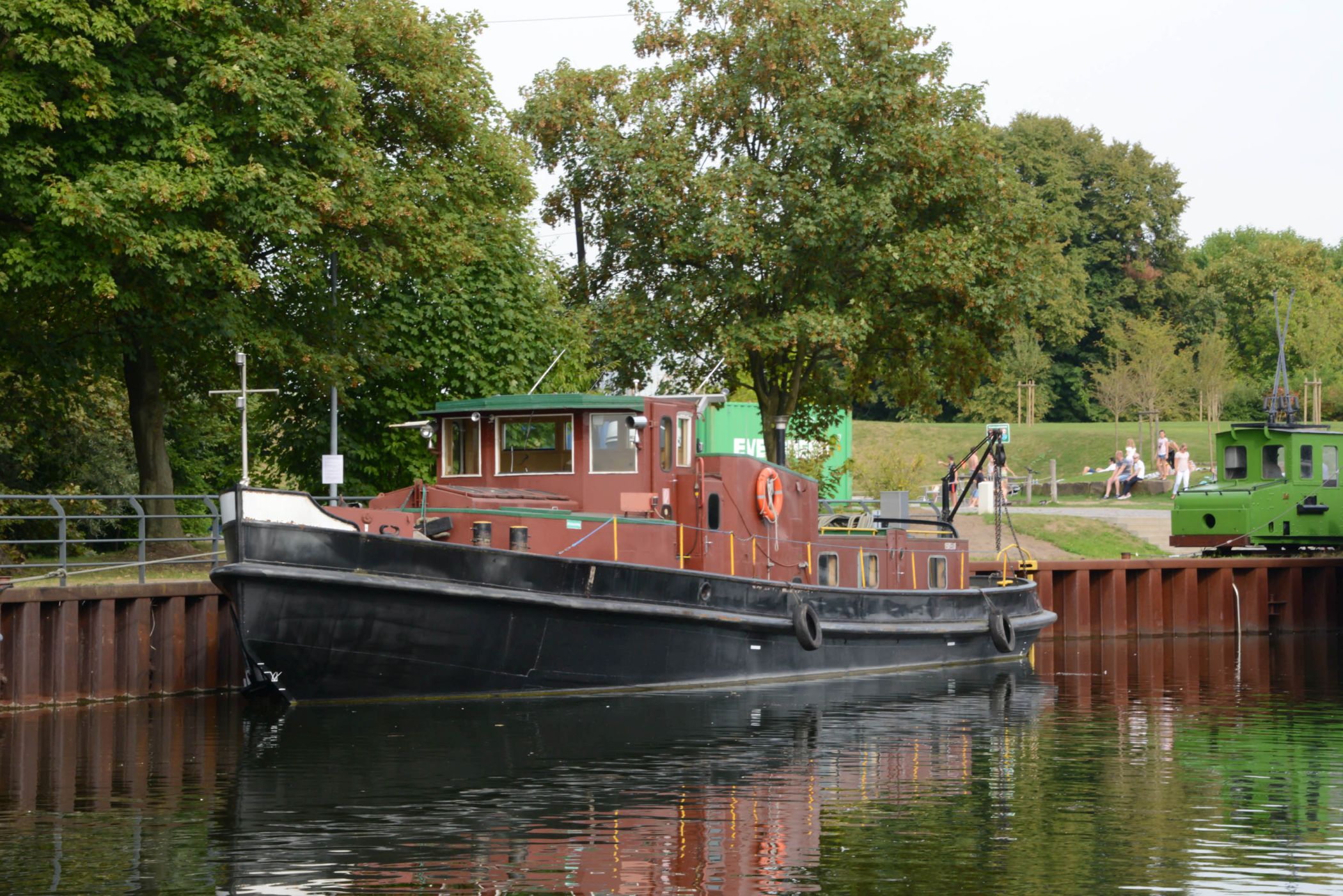 Der Schlepper E 1551 im Oberwasser des Schiffshebewerks.<br>Foto: LWL / Annette Hudemann