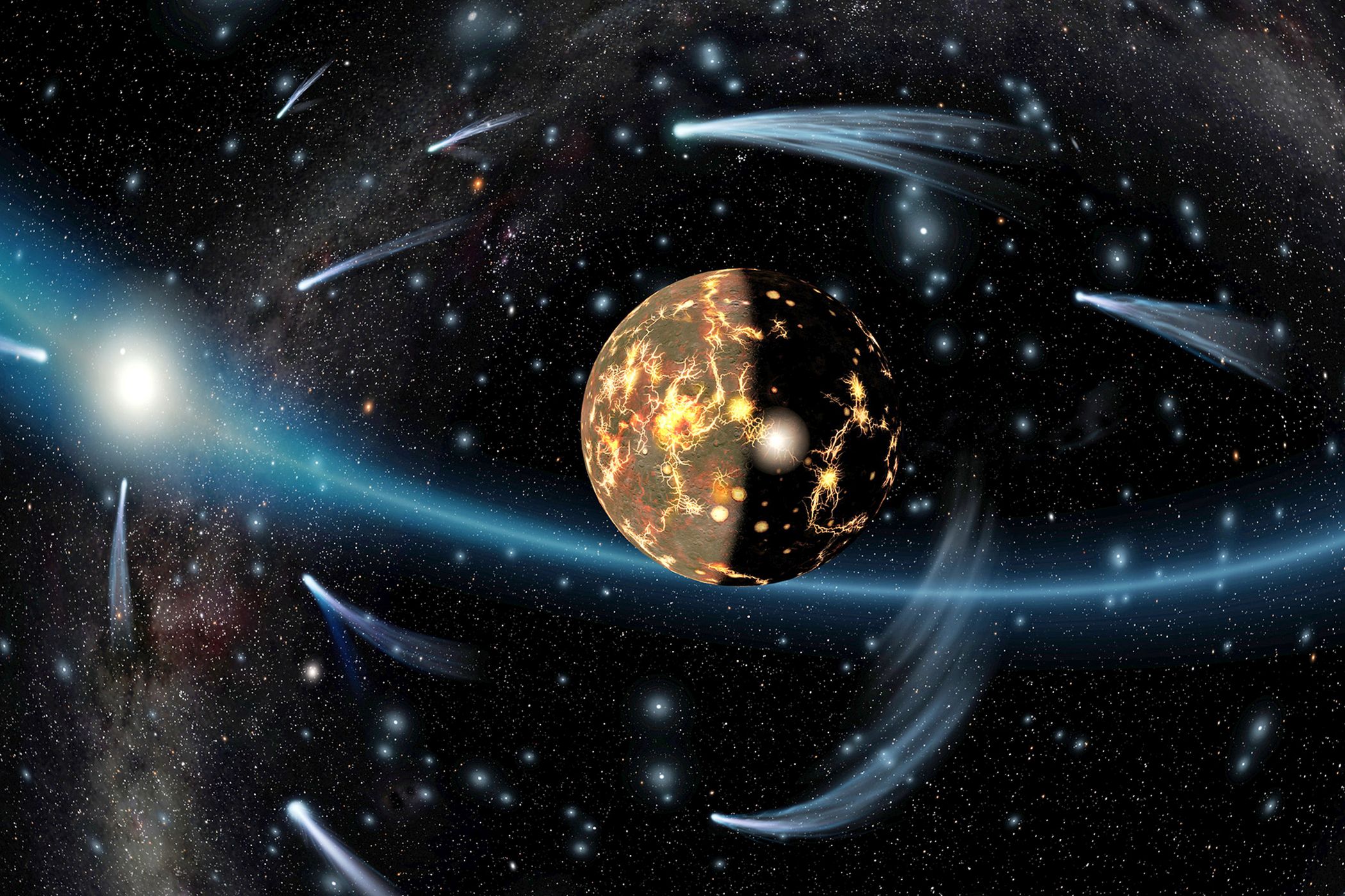Im Planetarium geht es mit Untertiteln, wie bei der Show "Zeitreise", oder leichter Sprache, bei Faszination Weltall, in andere Welten.<br>Grafik: LWL/Perdok