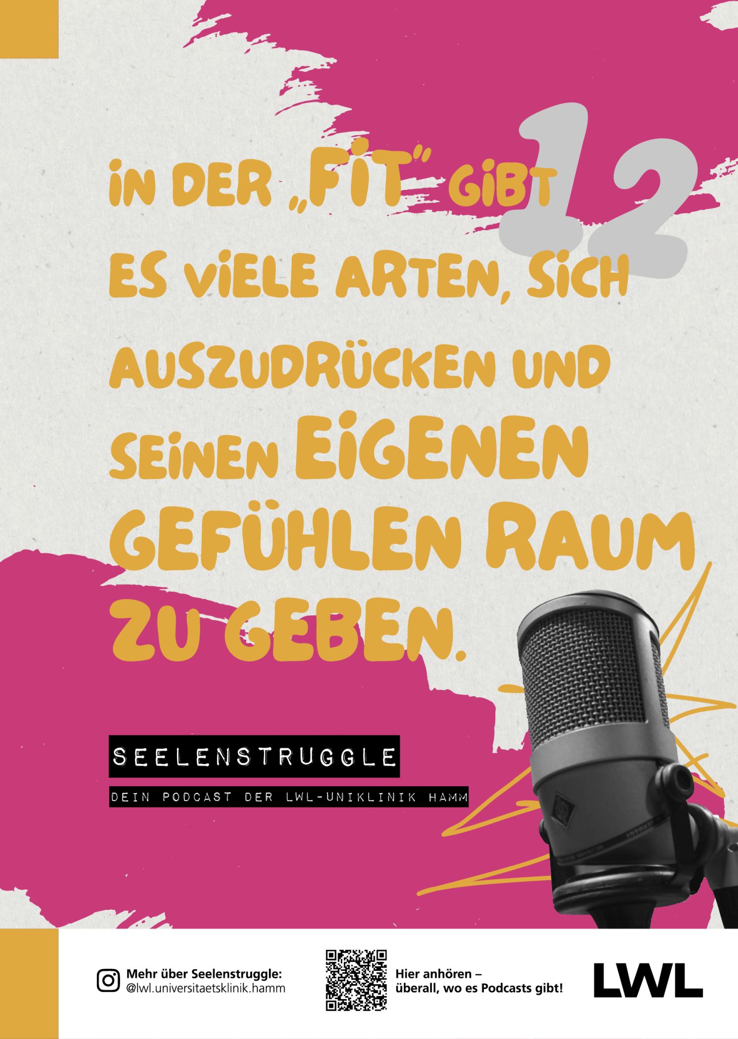 Im Rahmen der Fertigkeiten- und Interaktionszentrierten Therapien (FIT) gibt es viele Wege, sich auszudrücken und den eigenen Gefühlen Raum zu geben. Die neue Folge des Podcasts "Seelenstruggle" gibt Einblicke hinter die Kulissen der Fachtherapie.