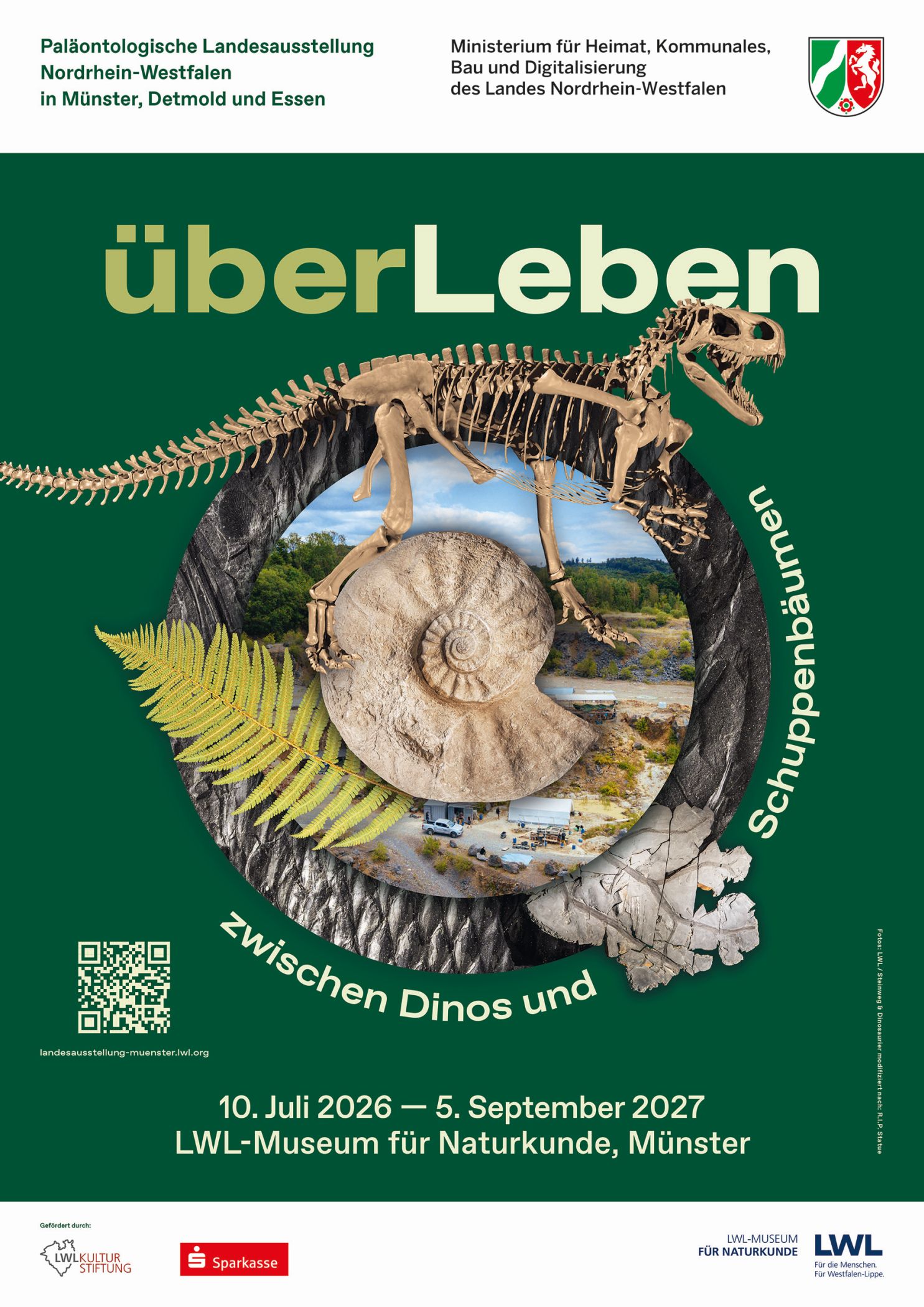 Das Plakat zur Ausstellung.<br>Motiv: Fotos LWL/Steinweg & Dinosaurier modifiziert nach R.I.P. Statue/labor