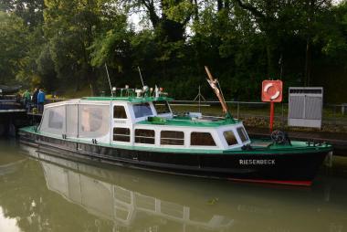 Die Barkasse "Riesenbeck" ist eines der historischen Schiffe im Schiffshebewerk Henrichenburg.<br>Foto: LWL/Hudemann