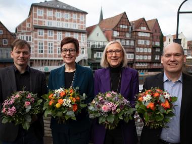 Der neue Vorstand besteht (v.l.n.r.) aus Enrico Birkner, der Vorsitzenden Birgit Westers, Silke Niepel und Gerald Häcker.<br>Foto: LWL / Gleis