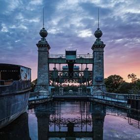 Abendstimmung im Schiffshebewerk Henrichenburg.<br> Foto: Brögelmann
