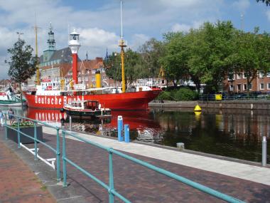 Das Museums-Feuerschiff "Amrumbank/Deutsche Bucht" im Hafen von Emden.<br>Foto: Czierpka