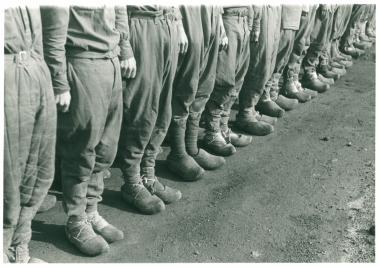 Foto aus dem Lager für russische Kriegsgefangene der Zeche Emscher-Lippe in Datteln, um 1942.<br>Foto: Stadtarchiv Datteln