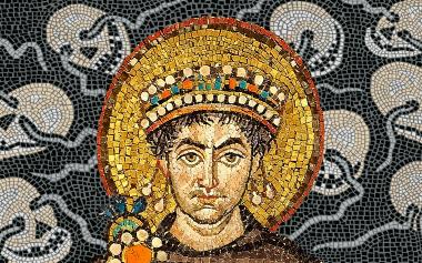 Collage zweier Mosaiken aus Ravenna und Venedig. In der Mitte ist Justinian I. zu sehen. <br>Foto: Wikimedia/P. MiloševiÄ¿ und T. Esch