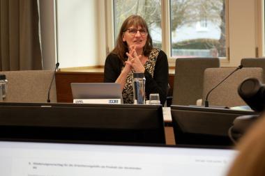 Prof. Dr. Sabine Schäper von der Katholischen Hochschule NRW bei der dritten AG-Sitzung.<br>Foto: LWL/Hoffmann