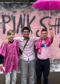 Ganz in Pink präsentierte sich die Schulgemeinde jetzt beim "Pink Shirt Day" und setzte damit ein Zeichen für Toleranz und Respekt.<br>Foto: LWL