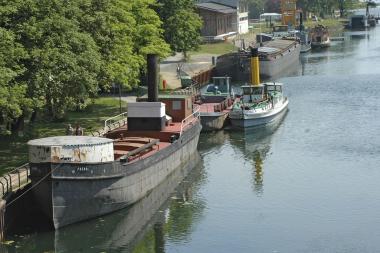 Am Oberwasser liegen die Museumsschiffe vertäut.<br>Foto: LWL / Annette Hudemann