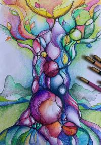 Bei Workshops auf der Zeche Nachtigall zeichnen Teilnehmende einen &quot;Neurobaum&quot;.&lt;br&gt;Foto: Kristina Kühne 