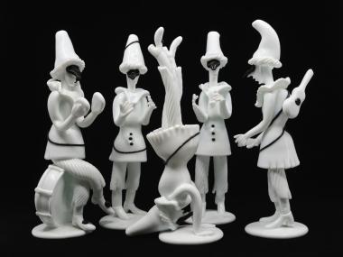 Fulvio Bianconi: Figuren der Commedia dell'arte (Pulcinella), Entwurf 1951.<br>Foto: E. Ischi