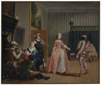 Das Kunstwerk des Monats Februar ist Jan Josef Horemans (1714-1792) Ölgemälde "Tanz des Harlekins" (1757). <br>Foto: LWL / Hanna Neander