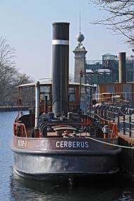 Der Dampfer Cerberus im Oberwasser des Museums. <br>Foto: LWL / Martin Holtappels
