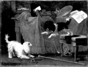 Stilleben mit zwei spielenden Schoßhunden um 1750/52    Foto: LWL / Wakonigg