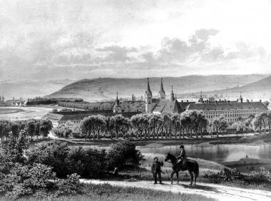Wilhelm Riefstahl: Ansicht des Schlosses Corvey von Osten, 1860 <br>Foto: LWL</br>
