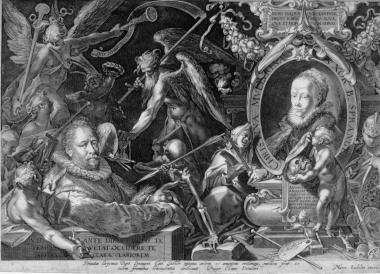 Aegidius Sadeler der Jüngere nach Bartholomäus Spranger. Gedenkblatt Bartholomäus Sprangers für seine verstorbene Frau Chrtistina, 1600 Kupferstiche, 29,9 x 42,1 chm. <br>Foto: LWL</br>