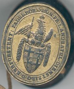 Stempel zum landrätlichen Dienstsiegel des Erbfürstentums Paderborn, um 1803/04. <br>Foto: LWL</br>