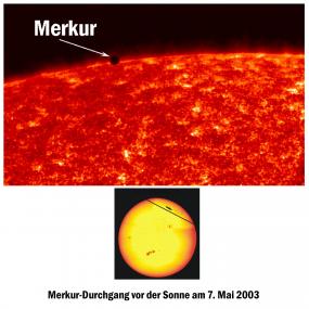 Merkur-Durchgang vor der Sonne am 07.05.2003. <br>Foto: LWL</br>