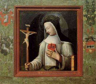 Bei der LWL-Tagung stehen die Frauen und Doppelklöster im Mittelpunkt. Die Abbildung des Chorgestühls im Kloster Rumbeck zeigt die heilige Katharina als Dominikanerin. <br>Foto: Friedhelm Ackermann, Arnsberg </br>