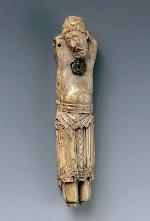 Fragment einer Christusfigur, Nordfrankreich oder Maasgebiet, um 1080 - 1100, Walrosszahn, geschnitz