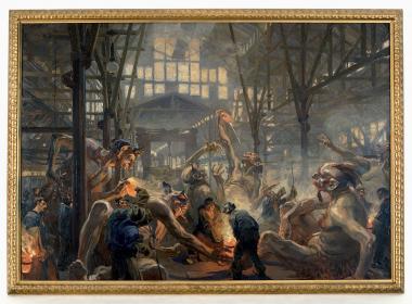 Die "Krupp¿schen Teufel" von Heinrich Kley sind nicht böse, sondern besänftigt: ein Bild für das starke Selbstbewusstsein eines Industriestaates.<br>Foto: LWL</br>