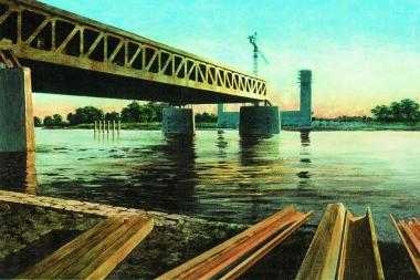 Calvelli-Gemälde vom Wasserstraßenkreuz Magdeburg.