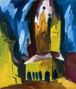 Karl Schmidt-Rottluffs 1922 entstandenes Bild des Soester, Patroklusturm es ist in der Brücke-Ausstellung zu sehen.<br>Foto: LWL</br>