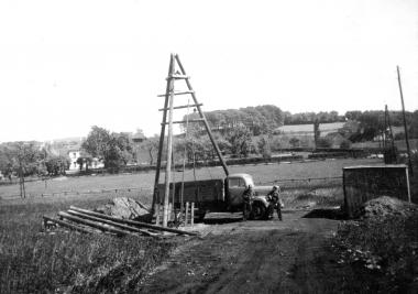 Kleinzeche Ingeborg 2 mit Dreibaum 1957.<br>Repro: LWL</br>