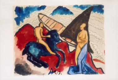 Das blaue Pferd (1913), Aquarell über Blei auf Papier. <br>Foto: LWL</br>