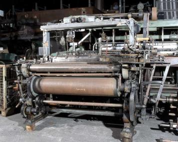Drahtwebstuhl aus der frühen Produktion der Firma Emil Jäger in Hamm, 1949. Die Maschine war bis 1995 bei der Firma Neuwa, Menden in Betrieb. <br/>Foto: LWL