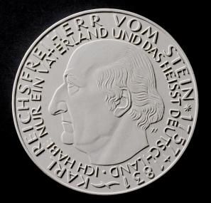 Heinrich Körner: Entwurf für die Stein-Gedenkmünze 1981, Bildseite.<br>Foto: LWL<br />