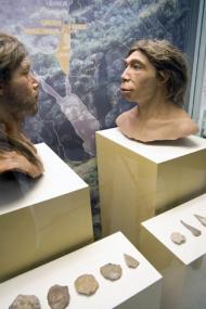 Neandertaler und moderner Mensch sahen zwar unterschiedlich aus, benutzen aber ganz ähnliche Werkzeuge. <br>Foto: LWL/Egbert<br />