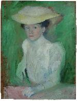 August Macke, ¿Ottilie Macke mit weißer Bluse¿ (1907, Öl/Karton, 63,5 x 47,5 cm). Foto: LWL/Wakonigg