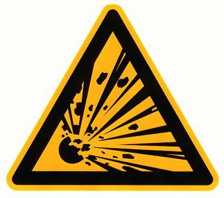 Dieses Warnschild ziert das Buchco-ver von ¿Sprengstoff¿¿.