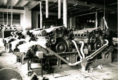 Karden in der Spinnerei Kümpers Rheine (Kreis Steinfurt) vor der Verschrottung 1980. <br>Foto: LWL<br />