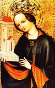 Historische Darstellung der Heiligen Barbara.<br>Repro: LWL<br />