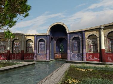 Wasserbecken mit mosaizierten Nymphäum im Garten der Villa San Marco in Stabiae. Rekonstruktion: Capware - Tecnologie per la Cultura mit Unterstützung von "Restoring Ancient Stabiae"