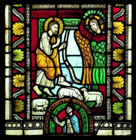 Moses am brennenden Dornbusch, Selbstbildnis des Meisters Gerlachus, um 1170/80, aus der Prämonstratenser-Stiftskirche Arnstein/Lahn, LWL-Landesmuseum für Kunst und Kulturgeschichte. <br>Foto: LWL<br />