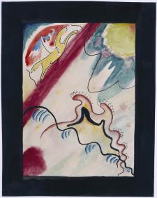 Wassily Kandinsky, Entwurf für den Umschlag des Almanachs ¿Der Blaue Reiter¿, 1911 Aquarell, Deckweiß und Tusche, 27,7 x 21,8 cm Städtische Galerie im Lenbachhaus, München