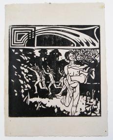 Ernst Ludwig Kirchner, "Entführung", 1905 Holzschnitt, Brücke-Museum, Berlin © Dr. Wolfgang und Ingeborg Henze-Ketterer, Wichtrach/Bern