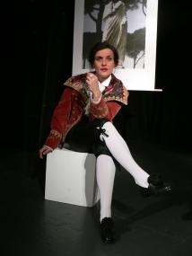 Barbara Kleyboldt in der Rolle des Goethe. <br>Foto: Roto Theater Dortmund<br />