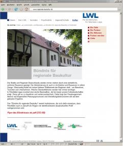 Screenshot der neuen Internetseite des ¿Bündnisses für regionale Baukultur¿