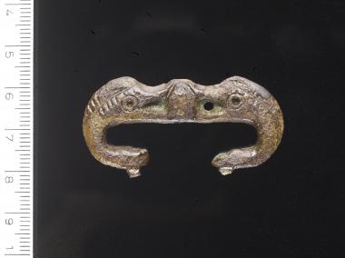 In Castrop-Rauxel Ickern haben die Archäologen auch diese mit Delfinen geschmückte Gürtelschnalle aus dem vierten Jahrhundert nach Christus gefunden. Foto: LWL/ Brentführer