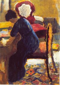 August Macke: Elisabeth am Schreibtisch, 1910, LWL-Landesmuseum für Kunst und Kulturgeschichte, Münster, Dauerleihgabe aus Privatbesitz.<br>Foto: LWL<br />