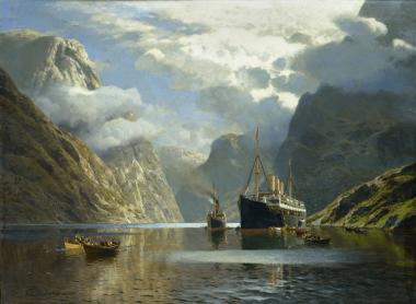 Karl Paul Themistokles von Eckenbrecher, Die Auguste Victoria im Naeröfjord, 1900, Staatliches Museum Schwerin.