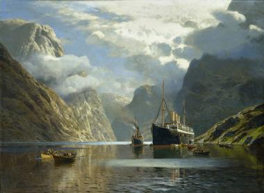 Karl Paul Themistokles von Eckenbrecher, Die Auguste Victoria im Naeröfjord,1900, Staatliches Museum Schwerin
