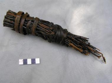 Einen 300 Jahre alten Reisigbesen von etwa 25 cm Länge fanden Archäologen in einer Klosterlatrine in Paderborn.<br>Foto: LWL/Spiong.<br />