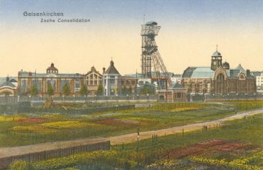 Bergarbeitergärten im Schatten der Zeche Consolidation in Gelsenkirchen zeigt diese historische Postkarte aus der Zeit um 1910.<br>Foto: LWL<br />